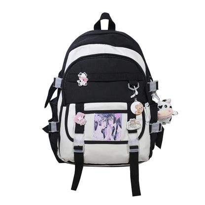New Multifunction Pvc Backpack Women Waterproof Nylon Bagpack High Quality Solid Color Cow Bags for School Teenagers Girls 2021