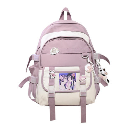 New Multifunction Pvc Backpack Women Waterproof Nylon Bagpack High Quality Solid Color Cow Bags for School Teenagers Girls 2021