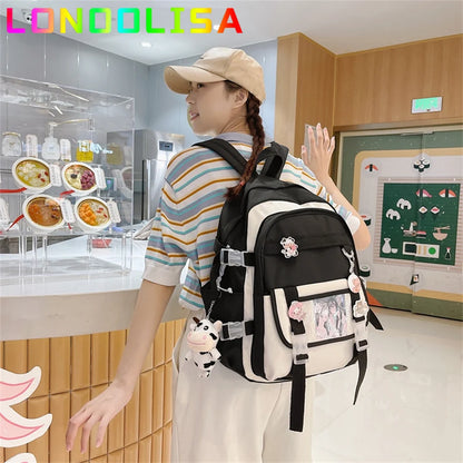New Multifunction Pvc Backpack Women Waterproof Nylon Bagpack High Quality Solid Color Cow Bags for School Teenagers Girls 2021