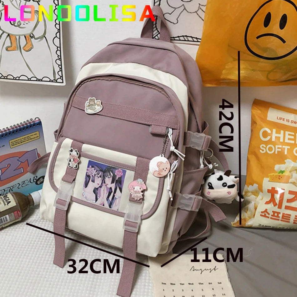 New Multifunction Pvc Backpack Women Waterproof Nylon Bagpack High Quality Solid Color Cow Bags for School Teenagers Girls 2021