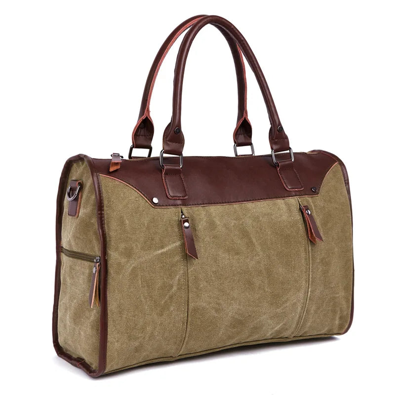 New Multifunctional Men's Handbag Woman Casual Canvas + PU Shoulder Bag Large Capacity Canvas Men Splice luggage Travel Bags