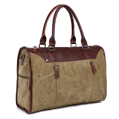 New Multifunctional Men's Handbag Woman Casual Canvas + PU Shoulder Bag Large Capacity Canvas Men Splice luggage Travel Bags