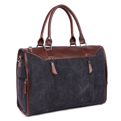 New Multifunctional Men's Handbag Woman Casual Canvas + PU Shoulder Bag Large Capacity Canvas Men Splice luggage Travel Bags