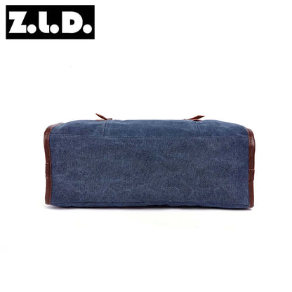 New Multifunctional Men's Handbag Woman Casual Canvas + PU Shoulder Bag Large Capacity Canvas Men Splice luggage Travel Bags