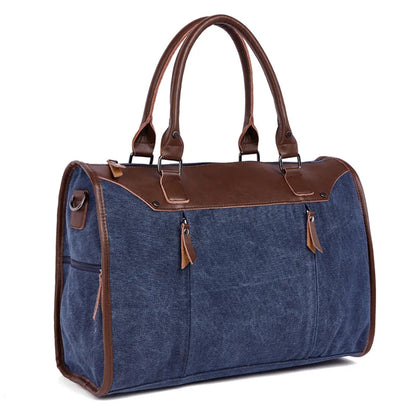 New Multifunctional Men's Handbag Woman Casual Canvas + PU Shoulder Bag Large Capacity Canvas Men Splice luggage Travel Bags
