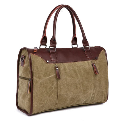 New Multifunctional Men's Handbag Woman Casual + PU Shoulder Bag Large Capacity Canvas Men Splice luggage Travel Bags