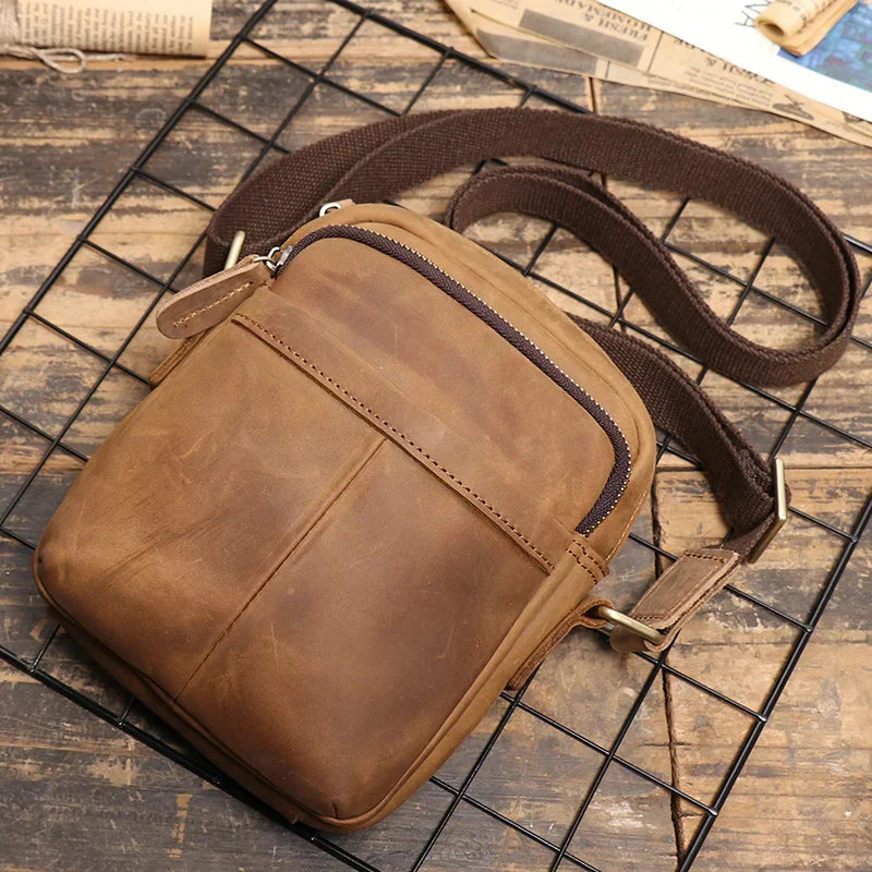 New Multifunctional Shoulder Bag Men's Simple Mini All-Match Pocket Solid Color Soft Leather Mobile Wallet Leathfocus