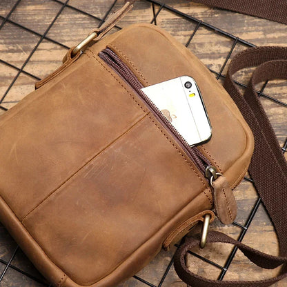 New Multifunctional Shoulder Bag Men's Simple Mini All-Match Pocket Solid Color Soft Leather Mobile Wallet Leathfocus