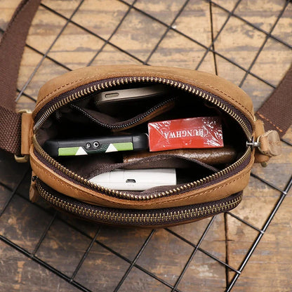 New Multifunctional Shoulder Bag Men's Simple Mini All-Match Pocket Solid Color Soft Leather Mobile Wallet Leathfocus
