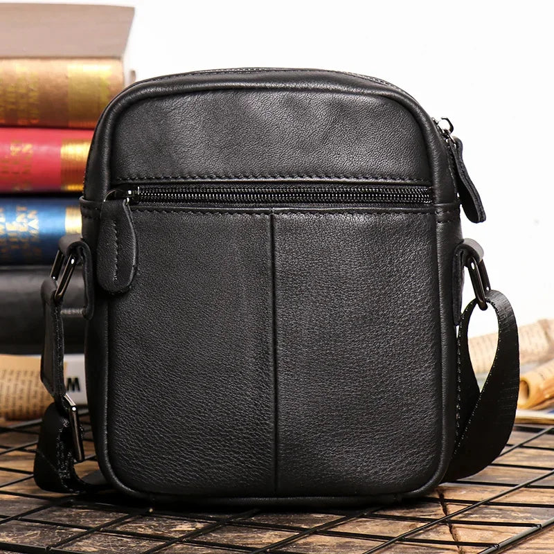 New Multifunctional Shoulder Bag Men's Simple Mini All-Match Pocket Solid Color Soft Leather Mobile Wallet Leathfocus