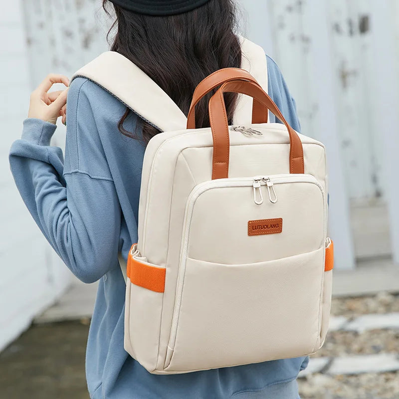New Multifunctional Stylish Computer Women's Backpack 14 Inch Laptop Simple School Bag For Teenage Girls