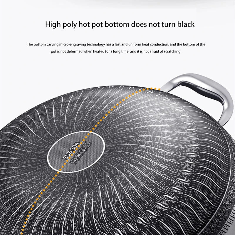New Non-stick Frying Pans Double-Sided Screen Honeycomb Stainless Steel Wok Without Oil Smoke Frying Pan Wok PFOA-Free