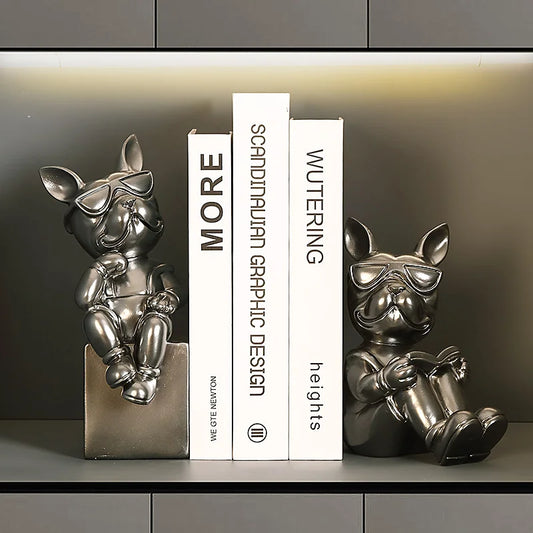 New Nordic Dog Statue Resin Animal Figurines French Bulldog Ornament Home Office Bookshelf Bookcase Living Room Decoration Gifts