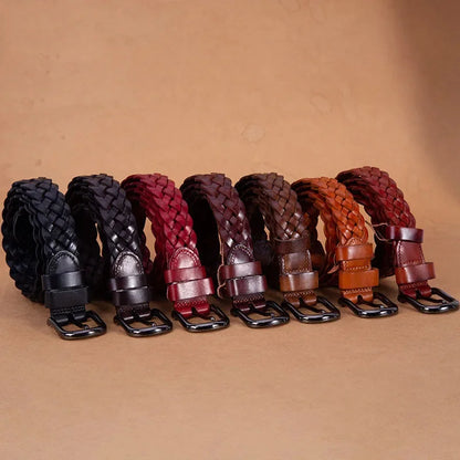 New Normal Width Woven Style Leather Loose Thin Ladies Simple Casual Fashion Women Belt for Woman