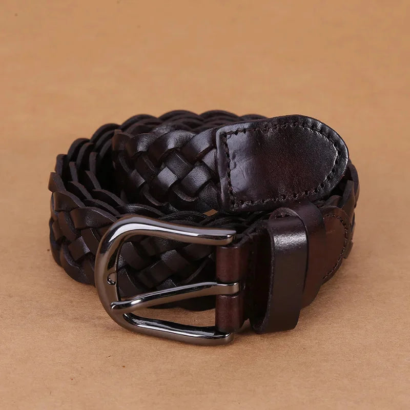 New Normal Width Woven Style Leather Loose Thin Ladies Simple Casual Fashion Women Belt for Woman