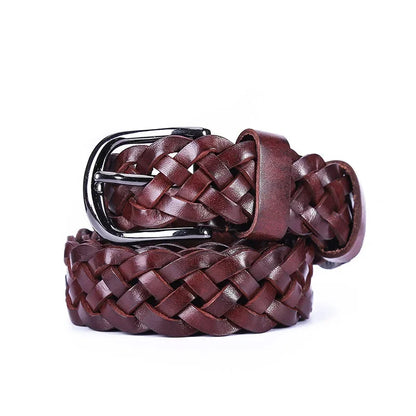 New Normal Width Woven Style Leather Loose Thin Ladies Simple Casual Fashion Women Belt for Woman