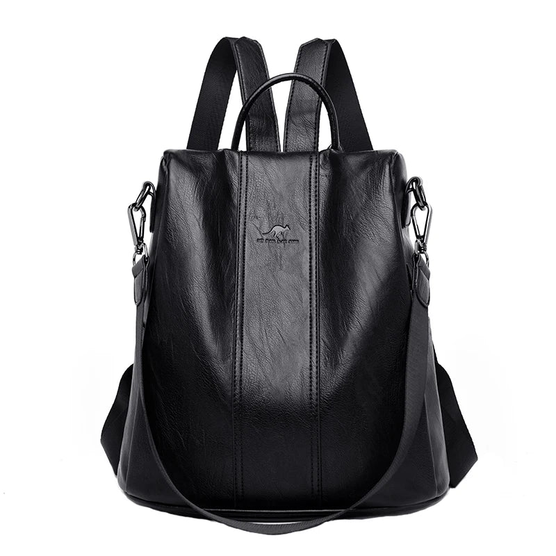 New PU Leather Backpack Fashion Women Backpack Luxury Designer Ladies Anti Theft Bookbag Large Capacity Travel SchoolBag Mochila