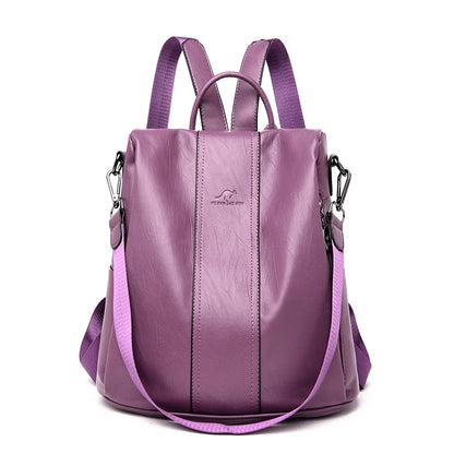 New PU Leather Backpack Fashion Women Backpack Luxury Designer Ladies Anti Theft Bookbag Large Capacity Travel SchoolBag Mochila
