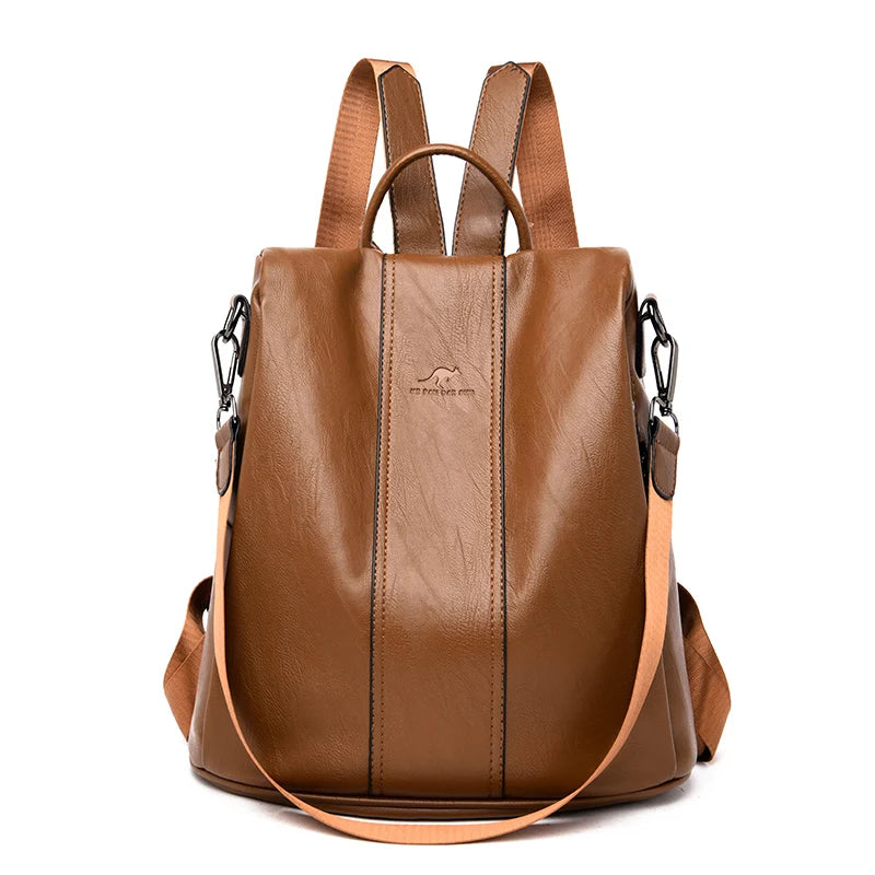 New PU Leather Backpack Fashion Women Backpack Luxury Designer Ladies Anti Theft Bookbag Large Capacity Travel SchoolBag Mochila