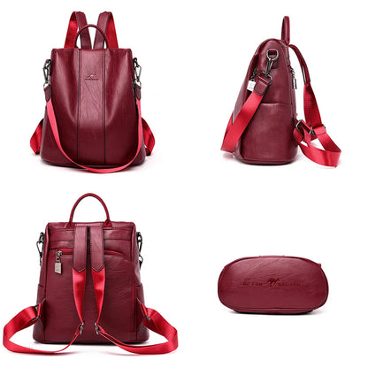 New PU Leather Backpack Fashion Women Backpack Luxury Designer Ladies Anti Theft Bookbag Large Capacity Travel SchoolBag Mochila