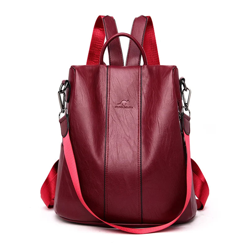 New PU Leather Backpack Fashion Women Backpack Luxury Designer Ladies Anti Theft Bookbag Large Capacity Travel SchoolBag Mochila