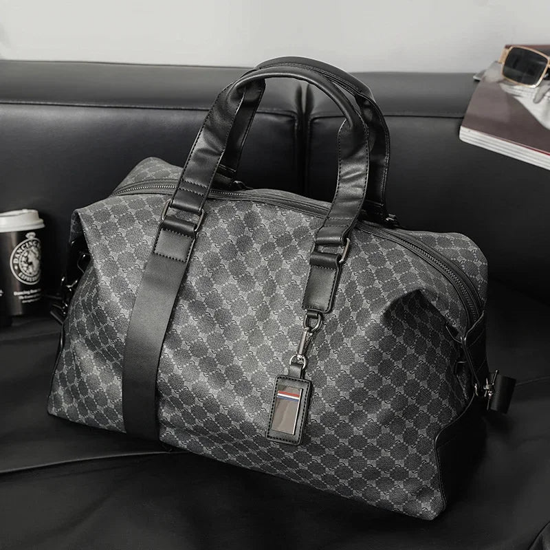 New PU Leather Men Luggage Luxury Large Capacity Travel Handbag Simple Gym Trendy Shoulder Duffle Bag For Male