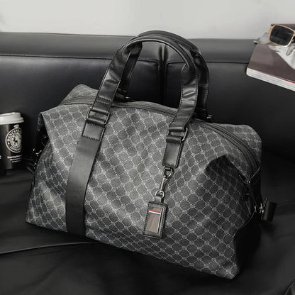 New PU Leather Men Luggage Luxury Large Capacity Travel Handbag Simple Gym Trendy Shoulder Duffle Bag For Male