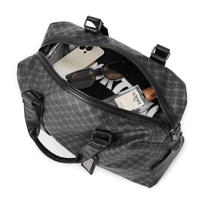 New PU Leather Men Luggage Luxury Large Capacity Travel Handbag Simple Gym Trendy Shoulder Duffle Bag For Male
