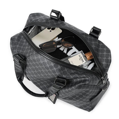 New PU Leather Men Luggage Luxury Large Capacity Travel Handbag Simple Gym Trendy Shoulder Duffle Bag For Male