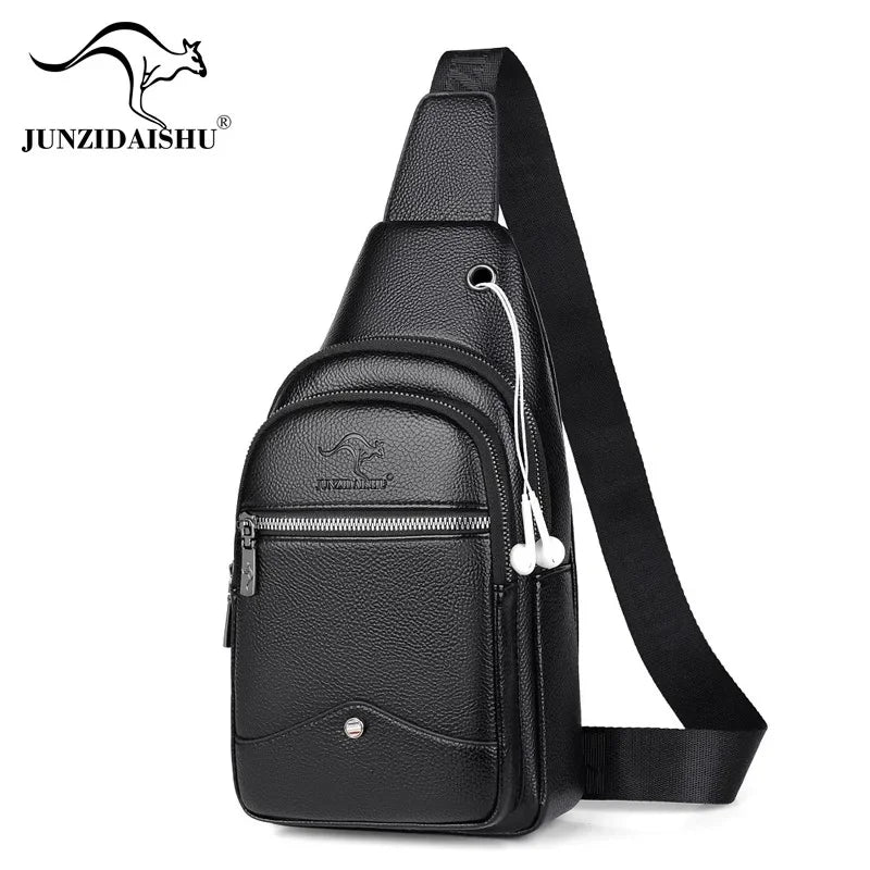 New Pack Crossbody Luxury Design Durable PU Leather Chest Casual Fashion Men's Handbag Shoulder Bag