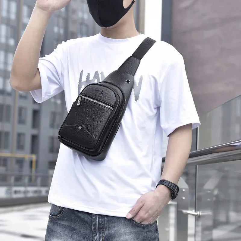 New Pack Crossbody Luxury Design Durable PU Leather Chest Casual Fashion Men's Handbag Shoulder Bag