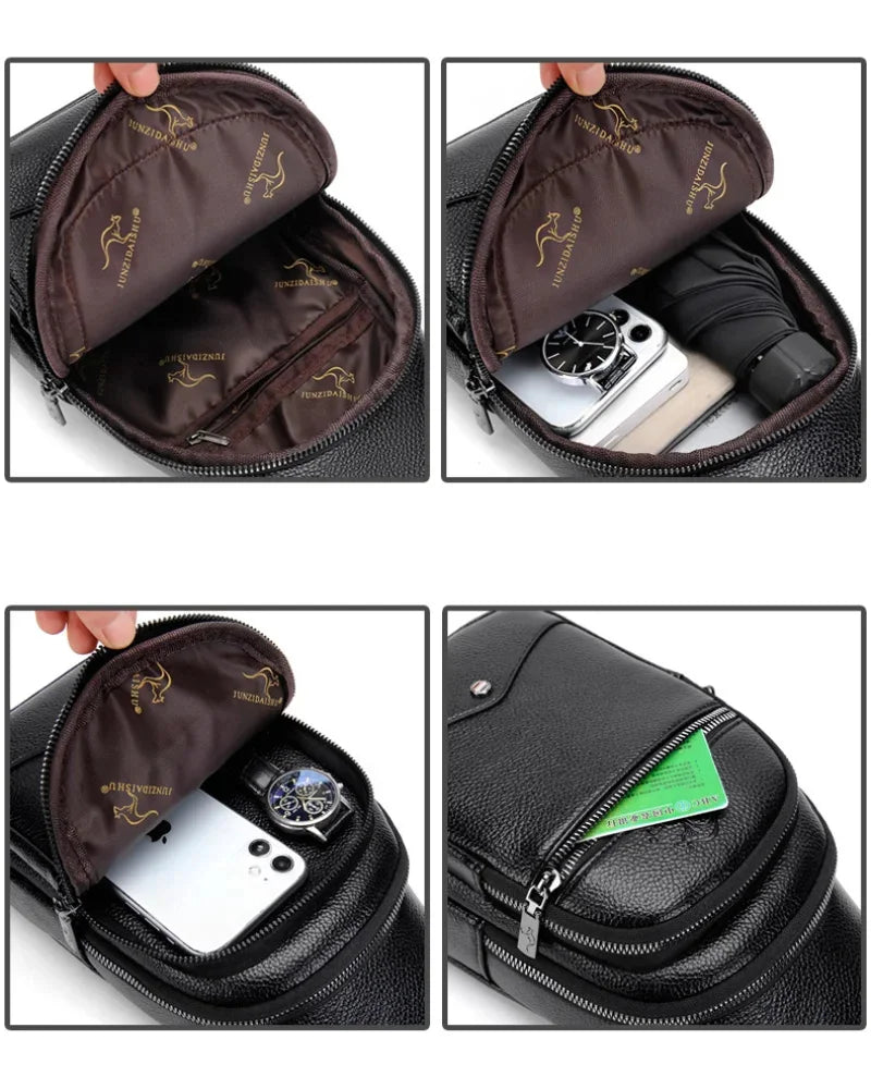 New Pack Crossbody Luxury Design Durable PU Leather Chest Casual Fashion Men's Handbag Shoulder Bag