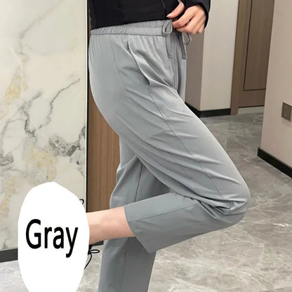New Pants Women Spring Summer Solid Color High Waist Elastic Pants Female