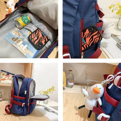 New Patchwork Color Multi-Pocket Female Backpack Book School Bag for Teenage Girls Boys Student Women's Travel Rucksack