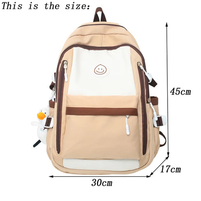 New Patchwork Color Multi-Pocket Female Backpack Book School Bag for Teenage Girls Boys Student Women's Travel Rucksack