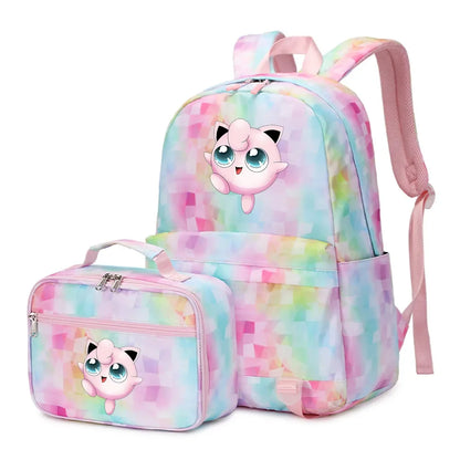 New Pokemon Charizard Psyduck 2Pcs Boys Girls Kids School Book Bags Travel Women Backpack Lunch Bag for Student Teenagers Sets