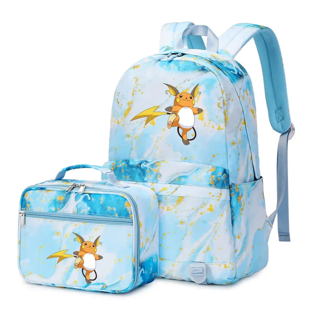 New Pokemon Charizard Psyduck 2Pcs Boys Girls Kids School Book Bags Travel Women Backpack Lunch Bag for Student Teenagers Sets