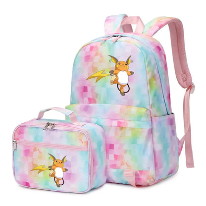 New Pokemon Charizard Psyduck 2Pcs Boys Girls Kids School Book Bags Travel Women Backpack Lunch Bag for Student Teenagers Sets