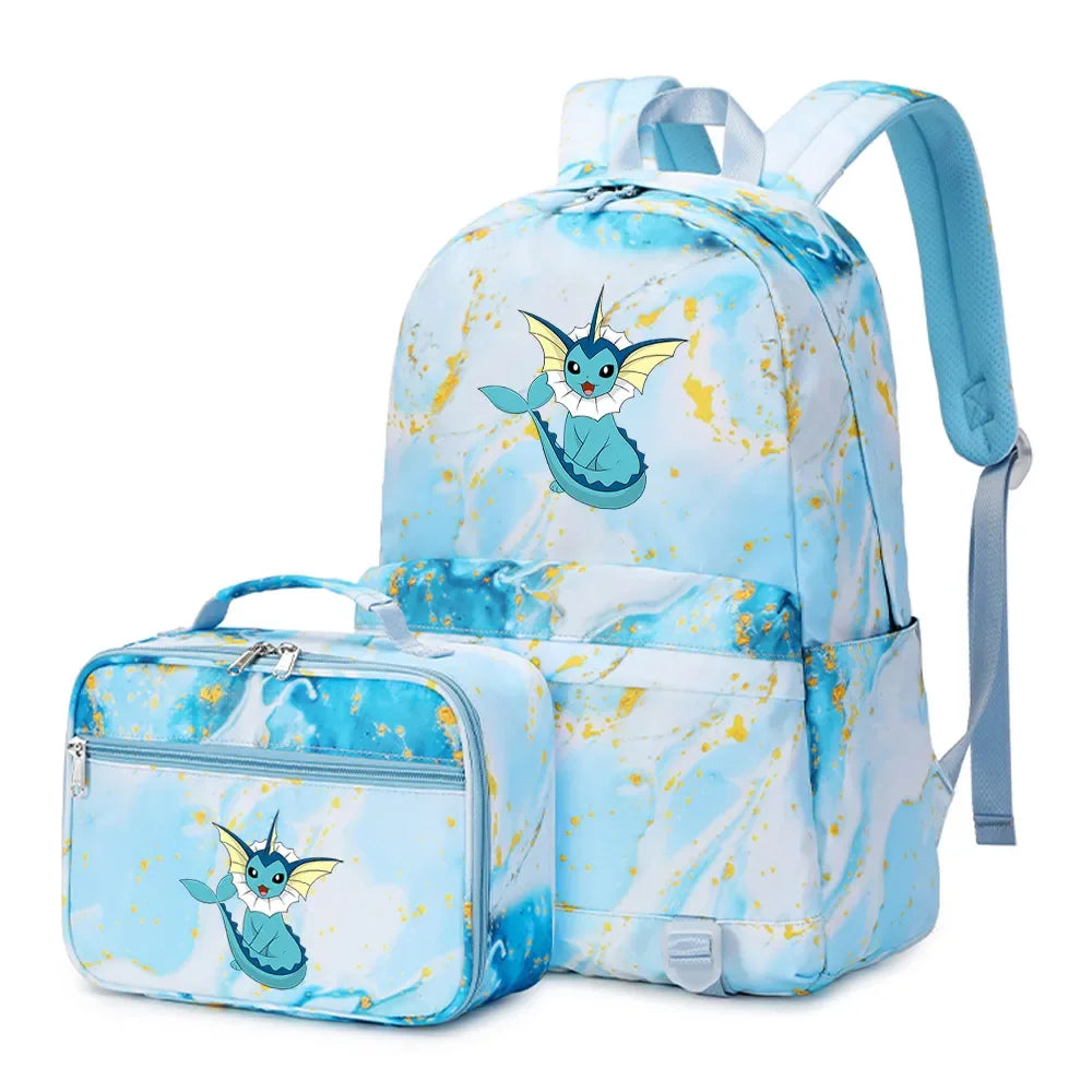 New Pokemon Charizard Psyduck 2Pcs Boys Girls Kids School Book Bags Travel Women Backpack Lunch Bag for Student Teenagers Sets