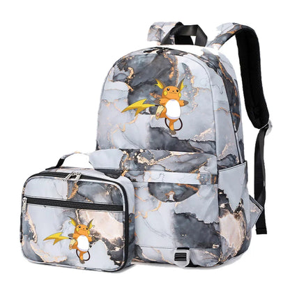 New Pokemon Charizard Psyduck 2Pcs Boys Girls Kids School Book Bags Travel Women Backpack Lunch Bag for Student Teenagers Sets