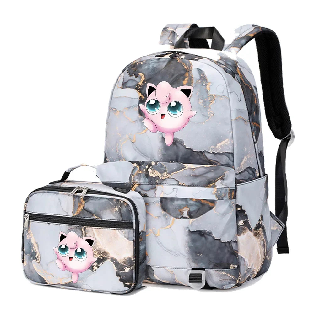 New Pokemon Charizard Psyduck 2Pcs Boys Girls Kids School Book Bags Travel Women Backpack Lunch Bag for Student Teenagers Sets