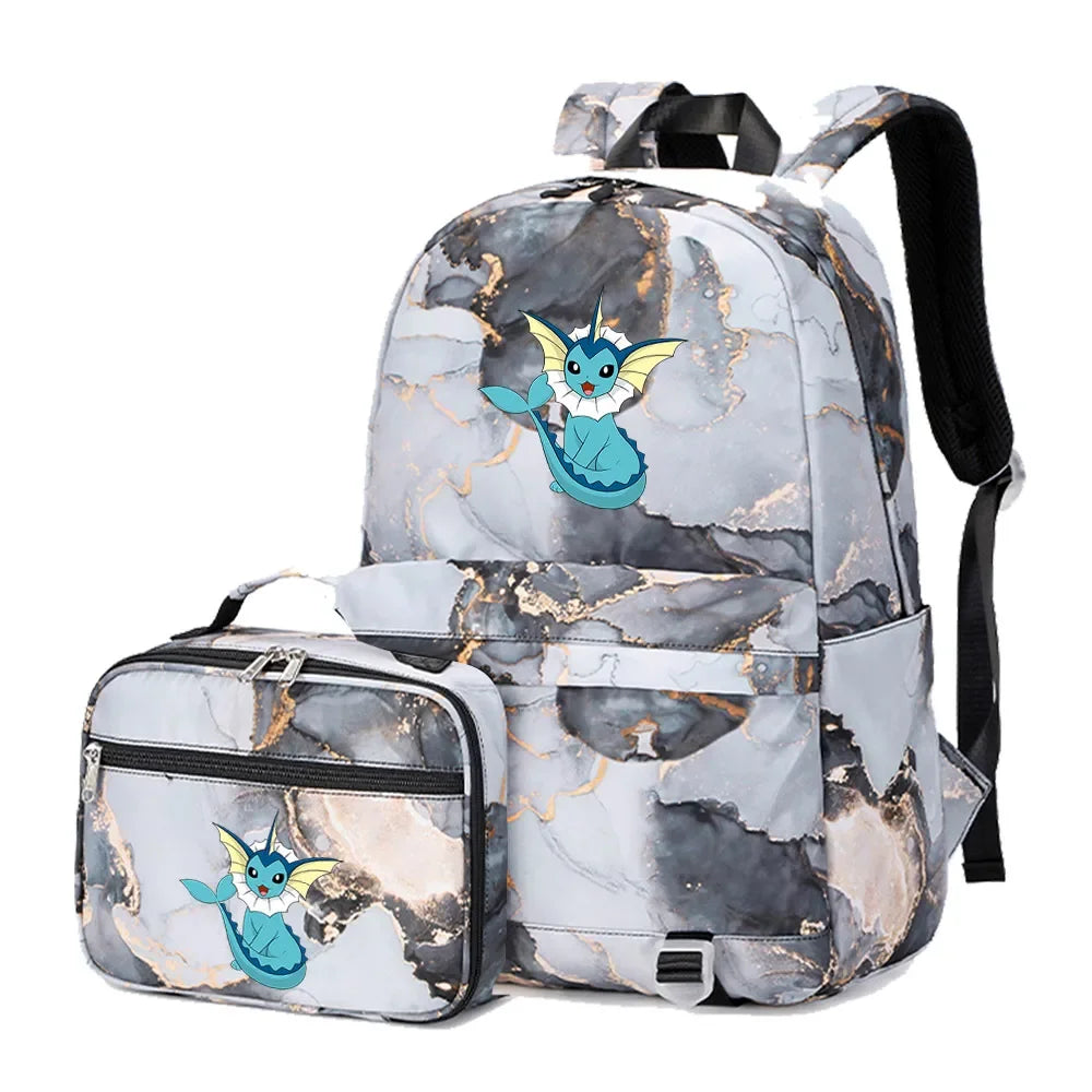 New Pokemon Charizard Psyduck 2Pcs Boys Girls Kids School Book Bags Travel Women Backpack Lunch Bag for Student Teenagers Sets