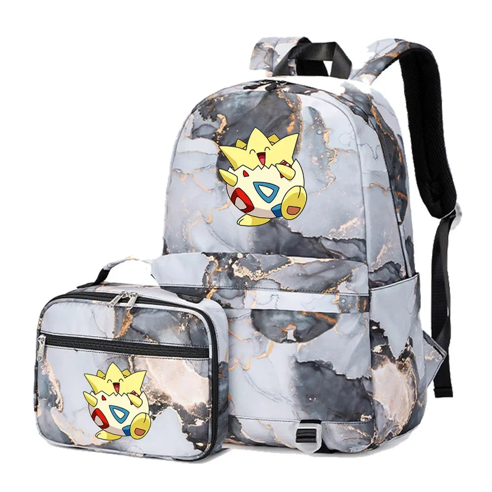 New Pokemon Charizard Psyduck 2Pcs Boys Girls Kids School Book Bags Travel Women Backpack Lunch Bag for Student Teenagers Sets