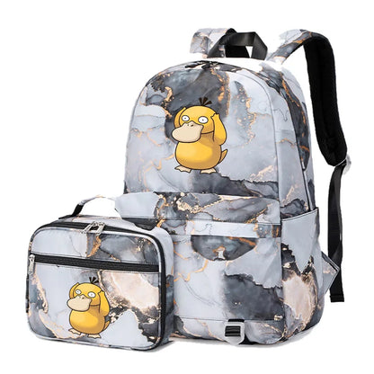 New Pokemon Charizard Psyduck 2Pcs Boys Girls Kids School Book Bags Travel Women Backpack Lunch Bag for Student Teenagers Sets
