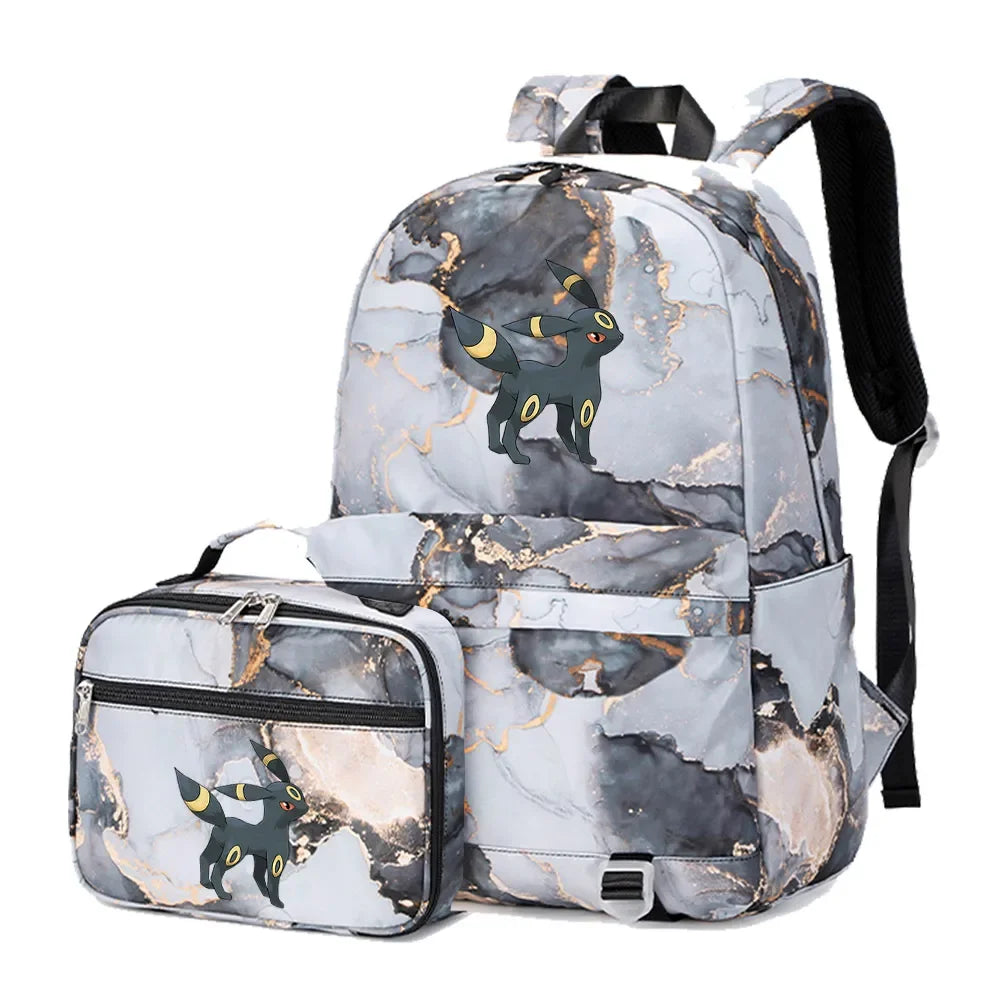 New Pokemon Eevee Sylveon 2Pcs Boys Girls Kids School Book Bags Travel Women Backpack Lunch Bag for Student Teenagers Sets