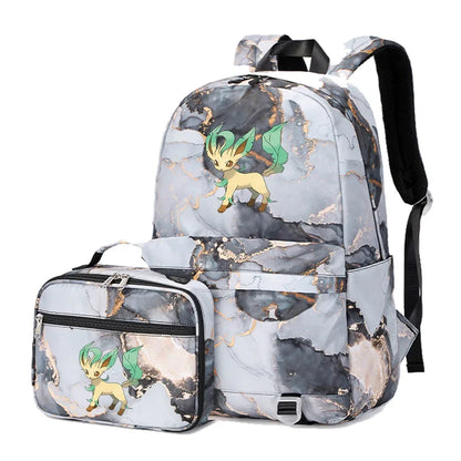 New Pokemon Eevee Sylveon 2Pcs Boys Girls Kids School Book Bags Travel Women Backpack Lunch Bag for Student Teenagers Sets