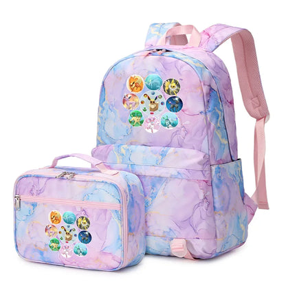 New Pokemon Eevee Sylveon 2Pcs Boys Girls Kids School Book Bags Travel Women Backpack Lunch Bag for Student Teenagers Sets