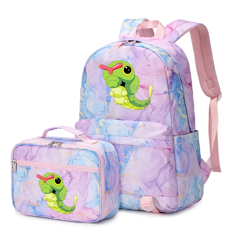 New Pokemon Gengar Charmander 2Pcs Boys Girls Kids School Book Bags Travel Women Backpack Lunch Bag for Student Teenagers Sets