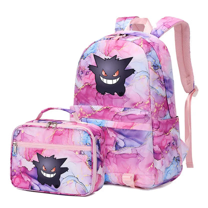 New Pokemon Gengar Charmander 2Pcs Boys Girls Kids School Book Bags Travel Women Backpack Lunch Bag for Student Teenagers Sets