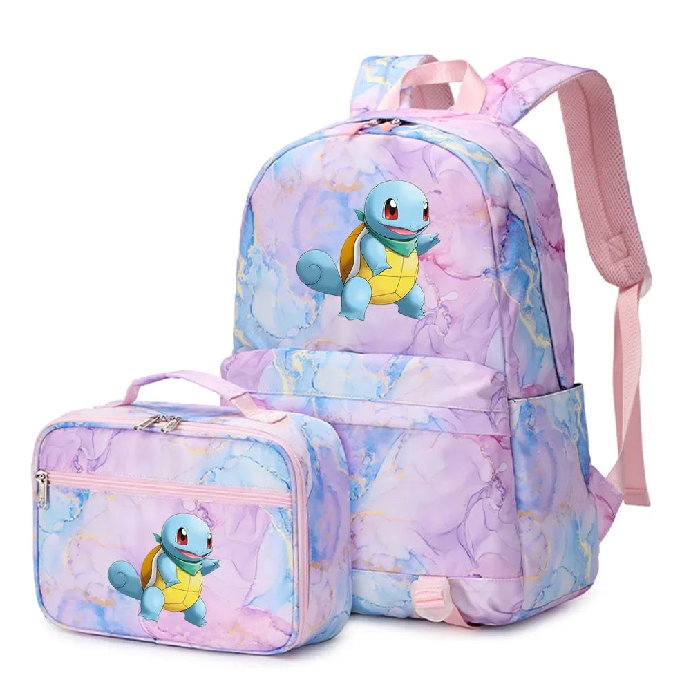 New Pokemon Gengar Charmander 2Pcs Boys Girls Kids School Book Bags Travel Women Backpack Lunch Bag for Student Teenagers Sets